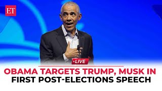 LIVE  Barack Obamas first postelection speech Former US President targets Trump Elon Musk [upl. by Tessa]