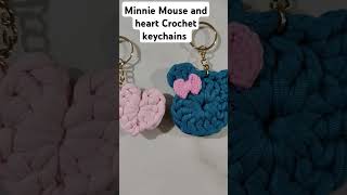 Minnie Mouse and heart crochet keychains shortsfeed crochet handmade [upl. by Yengac]