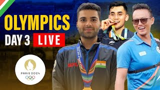 Paris Olympic 2024 Day 3 Live  Shooting Badminton Hockey amp Archery action Medal matches live [upl. by Ileray]