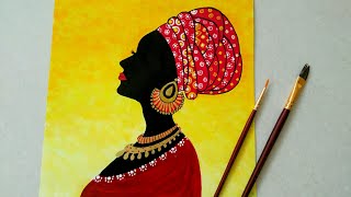 African women silhouette Painting  Beautiful African Lady  Statement wall decor ideas [upl. by Ytram]