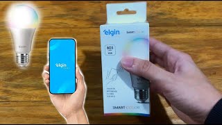 Lâmpada Inteligente Elgin Unboxing e Teste  Smart Color 10W RGB Wifi [upl. by Bluh]