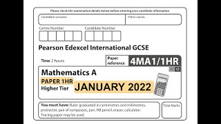 IGCSE Mathematics January 2022  4MA11HR [upl. by Sparhawk]