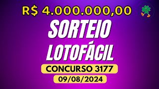 RESULTADO LOTOFACIL 3177 CONCURSO DE 09082024  NÚMEROS SORTEADOS [upl. by Winifield]