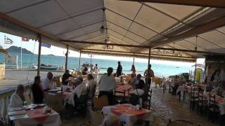 Marina Hotel Restaurant getting ready for a night of Greek Dancing Arillas 2011 [upl. by Navek]