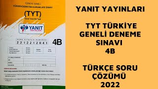 Yanıt Yayınları TYT Türkiye Geneli Deneme Sınavı 4B  Türkçe Soru Çözümleri [upl. by Binky781]