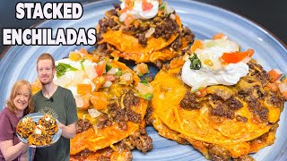 STACKED ENCHILADAS A Ground Beef Enchilada Mexican Dish [upl. by Borrell]