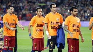 FC Barcelona players wear a Tshirt in support of Johan Cruyff [upl. by Harriot814]