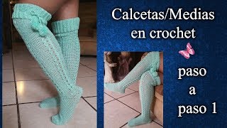 MEDIAS O CALCETAS en crochet PASO A PASO 1 de 2 [upl. by Einnaffit]