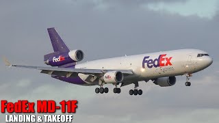 THE OLD BEAUTY  FedEx McDonnell Douglas MD11F landing amp takeoff at Cologne Bonn Airport [upl. by Valer]