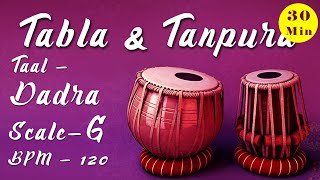 G Scale Tabla amp Tanpura  Taal  Dadra 6  BPM  120 [upl. by Ylus350]