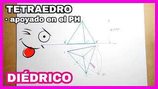 DIÉDRICO  tetraedro APOYADO⬇️ en el plano horizontal💥 PH obtener su altura [upl. by Killen]