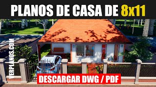 ✅ Plano de casa ¡ECONÓMICA 🏡 3 Dormitorios 1 Baño 1 Piso ➜ DWG  PDF [upl. by Reerg]