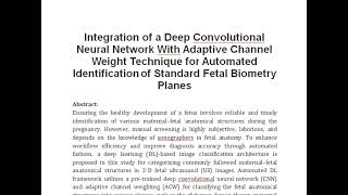 Integration of a Deep Convolutional Neural Network With Adaptive Channel Weight Technique for Automa [upl. by Jeu111]