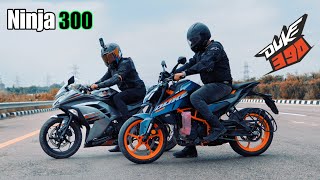 2024 KTM Duke390 vs Ninja 300 Top End Race [upl. by Naharba]