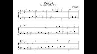 Daisy Bell Bicycle Built For Two  Piano Sheet Music  Beautiful Easy Arrangement [upl. by Idas215]