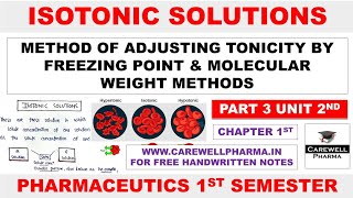 Isotonic Solution  Hypertonic Hypotonic  Freezing Point amp Molecular Weight  B Pharma 1 Semester [upl. by Htabmas]