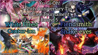 YuGiOh 5 25th Anniversary Tin Case Tournament R5 White Forest Centurion vs Fiendsmith Snakeeyes [upl. by Arimahs]