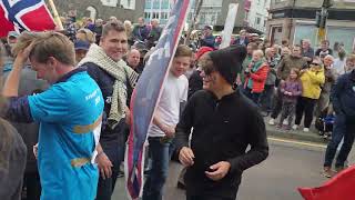 Tall Ships Crew Parade Lerwick 26 07 23 8K [upl. by Tikna234]