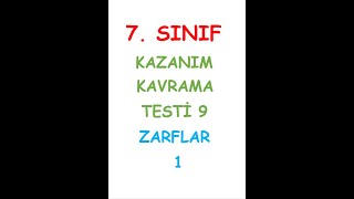 7 SINIF TÜRKÇE DERSİ KAZANIM KAVRAMA TESTİ ZARFLAR 9 TEST [upl. by Eniron]