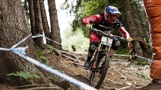 Downhill MTB on Aggressive Track in Leogang  UCI Mountain Bike World Cup 2015 [upl. by Verdha]