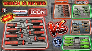 NEW HARBOR FREIGHT ICON SCREWDRIVERS VS SNAP ON MATCO CORNWELL harborfreight snapon toolreview [upl. by Nauqyaj391]