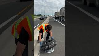 Tire Repair in the MIDDLE of the highway [upl. by Heymann349]