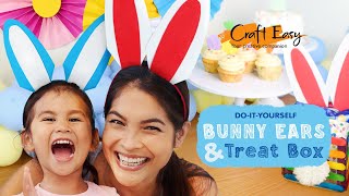 DIY Easter Bunny Ears and Treat Box Easy to do crafting for kids with free templates [upl. by Suolkcin347]