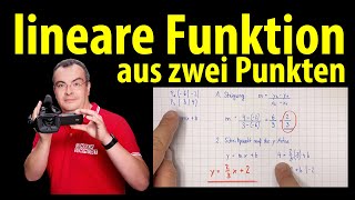 lineare Funktion  aus zwei Punkten berechnen und zeichnen  Lehrerschmidt [upl. by Zitvaa]