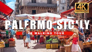 🇮🇹 Palermo Sicily Walking Tour  Street Food Tour Markets of Sicilia 4K HDR  60fps [upl. by Hyde]