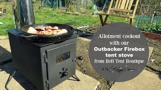 Allotment cookout with our Outbacker Firebox tent stove [upl. by Naelcm]