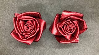 einfache Rose aus Geschenkband basteln 🌹 DIY Satin Ribbon Rose🌹 Geschenke einpacken [upl. by Anonyw]