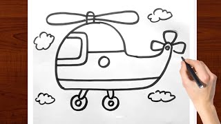 Helicopter Drawing for kids  How to draw Helicopter drawing for kids Toddlers drawing [upl. by Brittain]