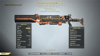 Fallout 76  Bloodied Explosive Gauss Rifle Insane Buff  Milepost Zero Update BE15R Gauss Rifle [upl. by Odnomar]