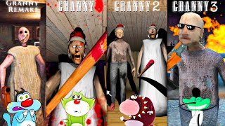 😱Granny Remake Vs Granny Vs Granny Chapter Two Vs Granny 3 With Oggy and Jack Voice [upl. by Wynnie]