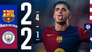 HIGHLIGHTS  FC BARCELONA 2 4  1 2 MANCHESTER CITY  USA TOUR 2024 [upl. by Sugar475]