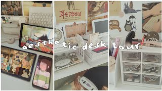 Aesthetic Studio Ghibli Desk Tour🌷Clean amp Organize my desk with me Pinterest Inspired desk [upl. by Aivun269]