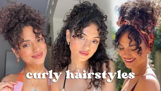 Easy hairstyles for thick curly hair 💕 Tutorials [upl. by Quint824]