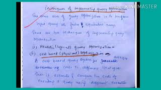 Techniques of implementing query optimization  cost based  lecture131dbms [upl. by Kcolttam]