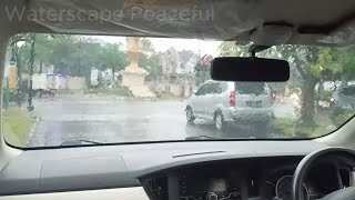 🔷🔔 Heavy Rain Thunder and Wind ASMR from a Moving Car [upl. by Malinda631]