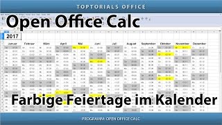 Farbige Feiertage im Kalender OpenOffice Calc [upl. by Ethelind]