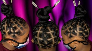 Criss Cross Rubber Band Method with Top Knot Bun [upl. by Lion]