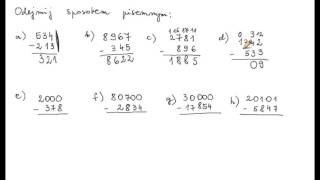 Odejmowanie pisemne liczb naturalnych [upl. by Anilys]