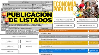 🔴Ya Salieron los listados y fechas de preseleccionados economía Popular emprendimientos [upl. by Kcirdnekal969]