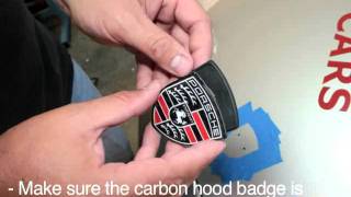 Porsche 911 993 996 997 amp 987 Boxster Cayman Hood Crest Badge Installation by MAcarbon [upl. by Nageam]