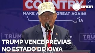 Donald Trump vence prévias do partido Republicano em Iowa [upl. by Dana373]