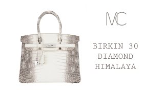 Hermes Birkin 30 Bag Diamond Himalaya Blanc Crocodile White Gold Hardware • MIGHTYCHIC • [upl. by Nairbal]