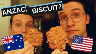 Americans Try ANZAC Biscuits  Two Traveling Kings [upl. by Lacy76]