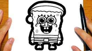 HOW TO DRAW SPONGEBOB FOR CHRISTMAS  Easy drawings [upl. by Oberheim]