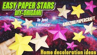 DIYOrigami 3D easy paper stars craft  how to make beautiful 3D papers star easily  ideas at home [upl. by Silin]