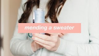 How to Mend a Sweater Easy Thrift Repair [upl. by Seuqcaj782]